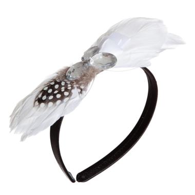 Cerchietto Nero con Piume Bianche |Orlob