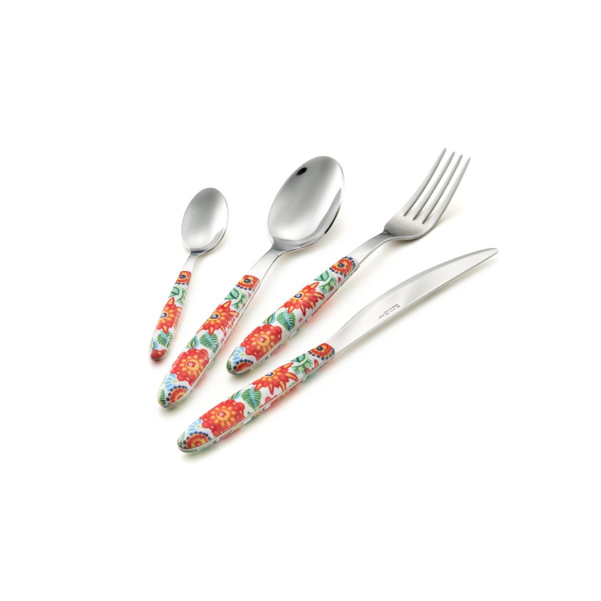 Posate Tavola Inox Set pz.24 Eme Vero Tropical Rosso | Eme