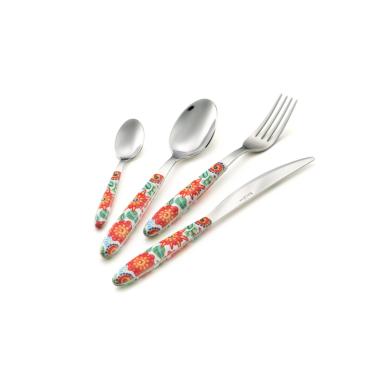 Posate Tavola Inox Set pz.24 Eme Vero Tropical Rosso | Eme