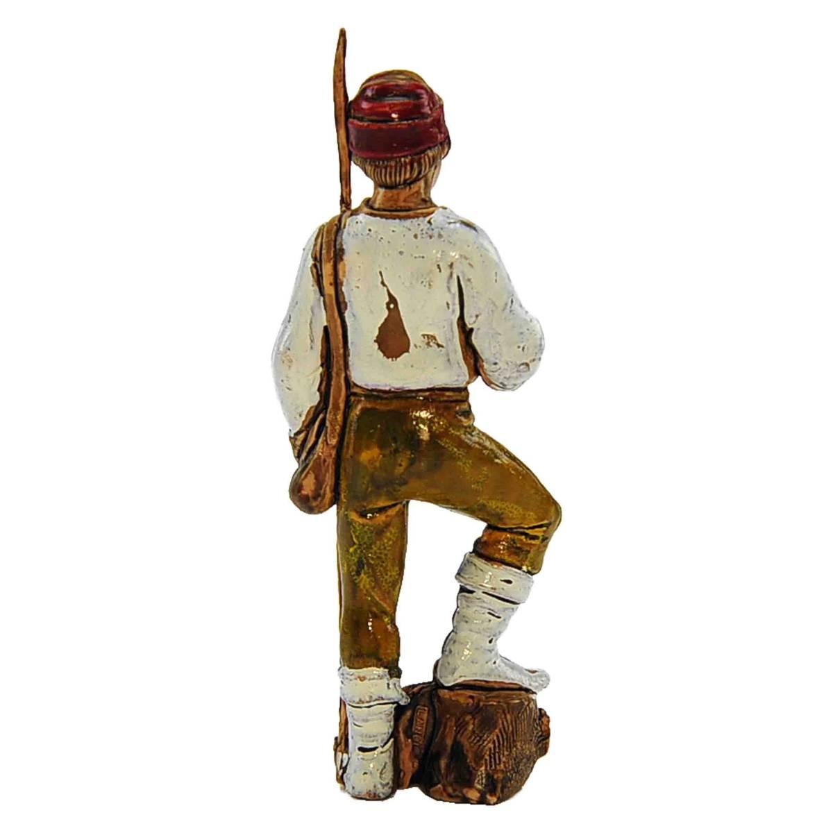 Statua cm.8 Pescatore con Canna e Cesta | Moranduzzo