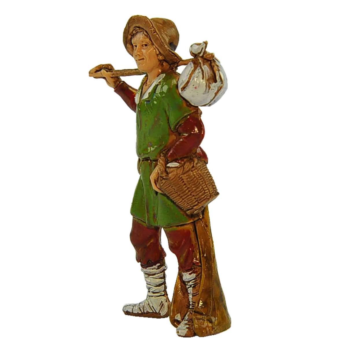 Statua cm.8 Viandante con Bastone e Fagotto | Moranduzzo