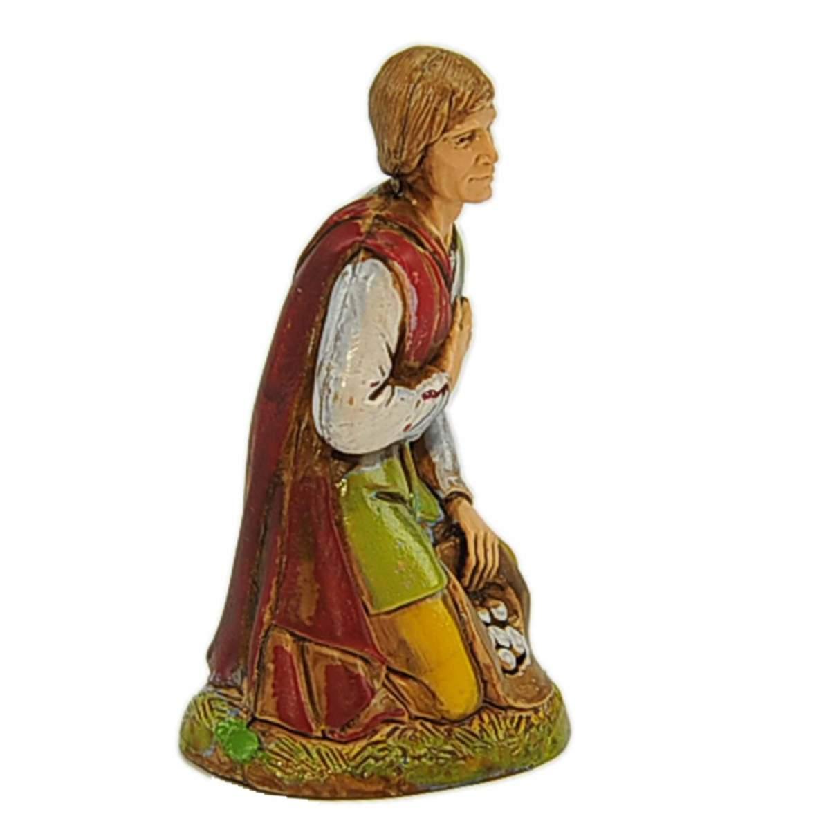 Statua cm.10 Contadino In ginocchio con Cesta di Uova | Moranduzzo