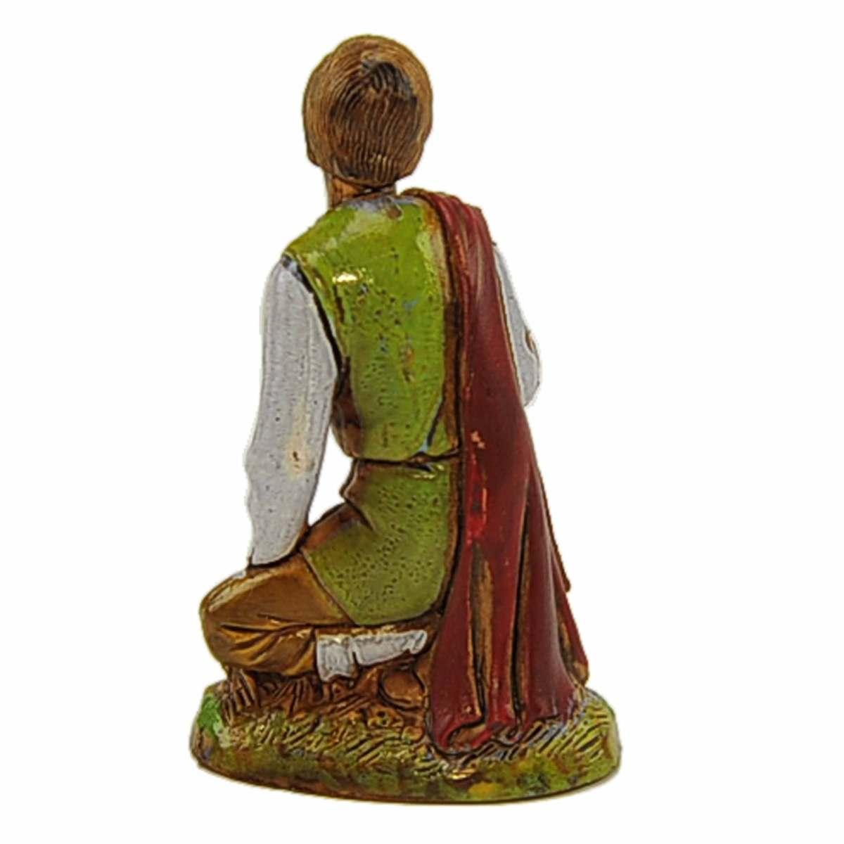 Statua cm.10 Contadino In ginocchio con Cesta di Uova | Moranduzzo