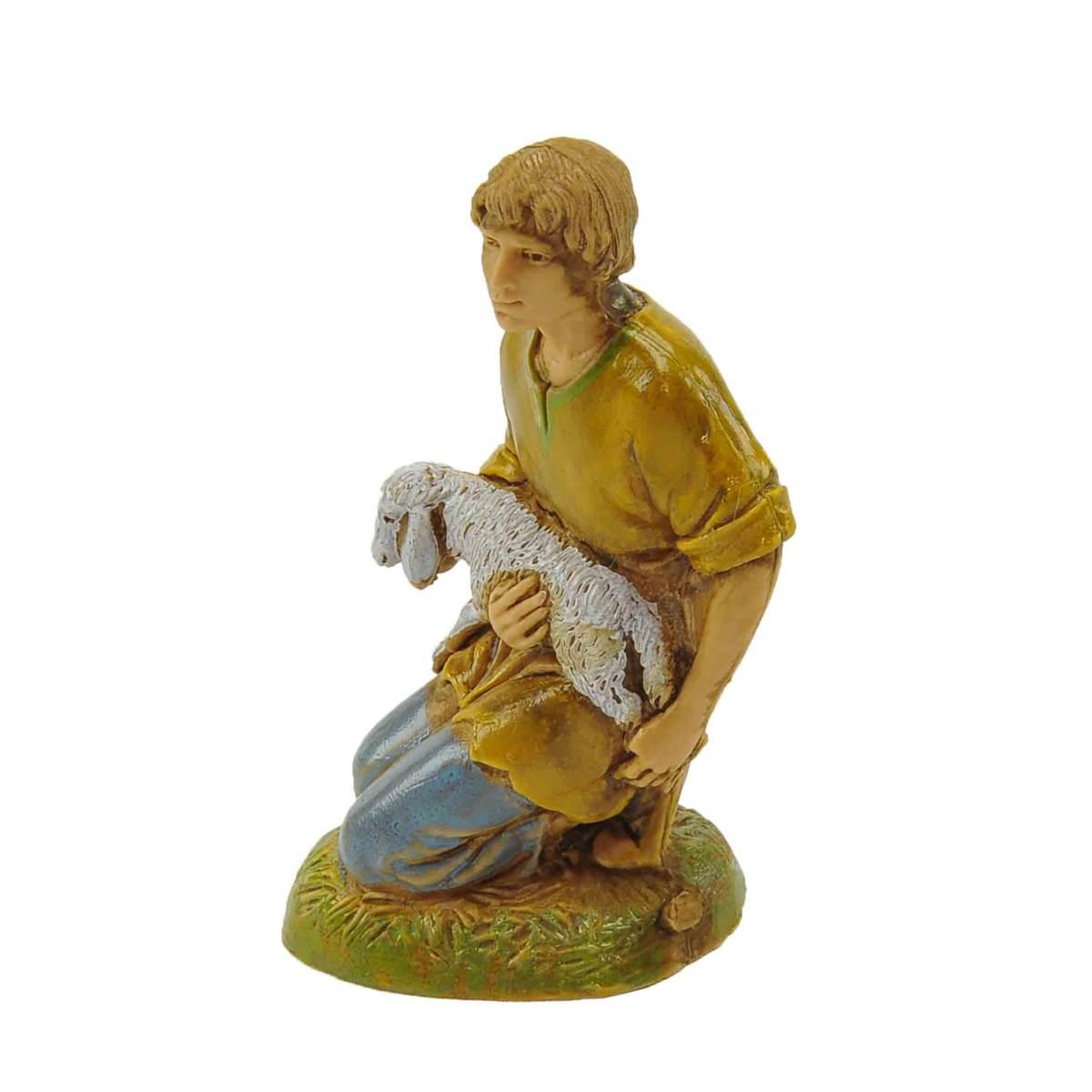 Statua cm.10 Pastore Inginocchio con Pecora | Moranduzzo