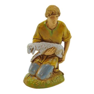 Statua cm.10 Pastore Inginocchio con Pecora | Moranduzzo