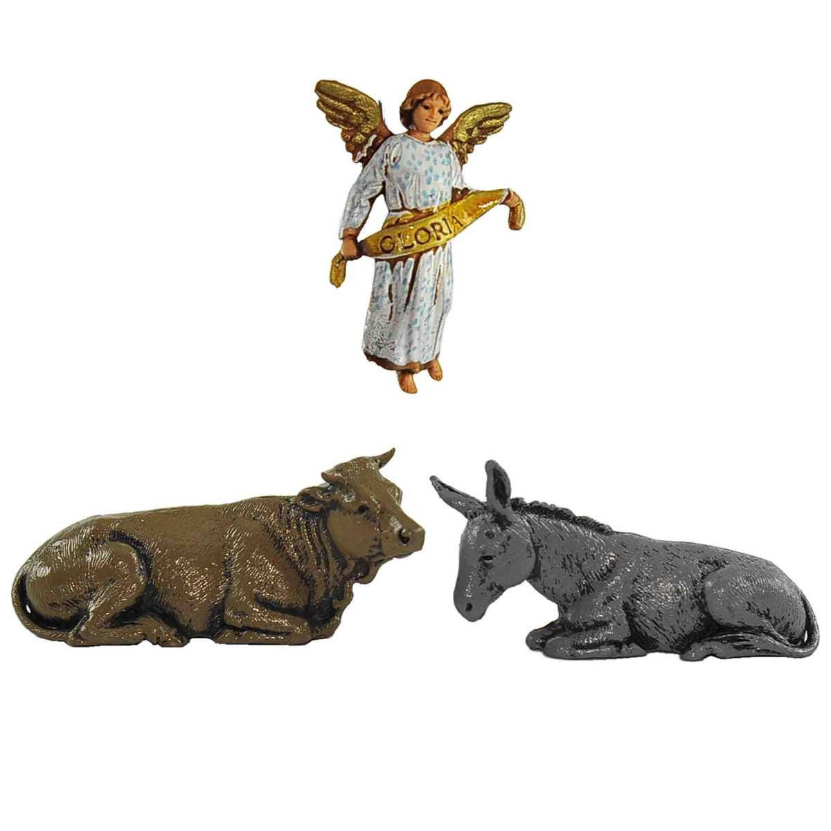 Statua cm.6,5 Gloria con Bue e Asinello Set. pz.3 | Moranduzzo