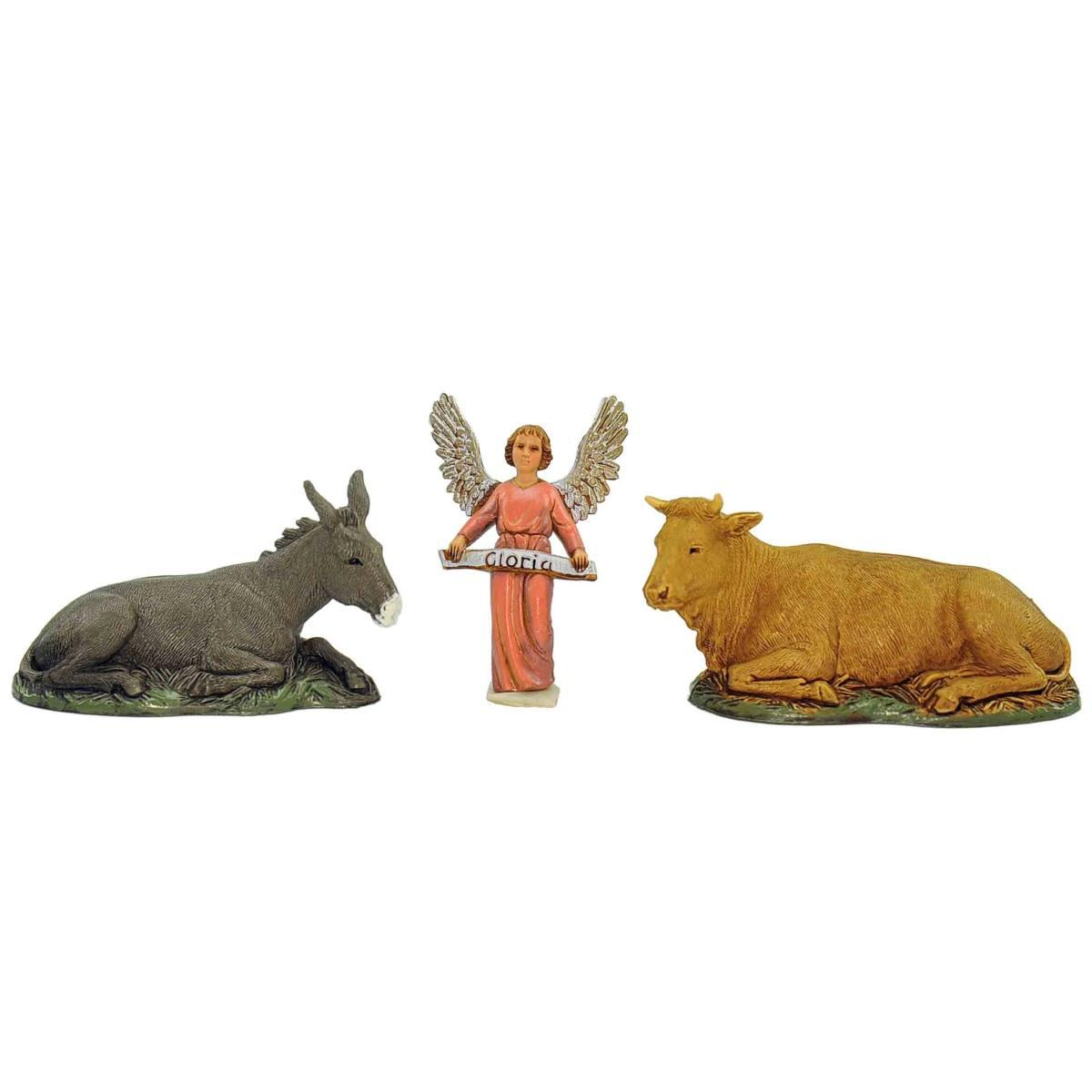 Statua Moranduzzo 10 cm bue asino gloria set pz.3