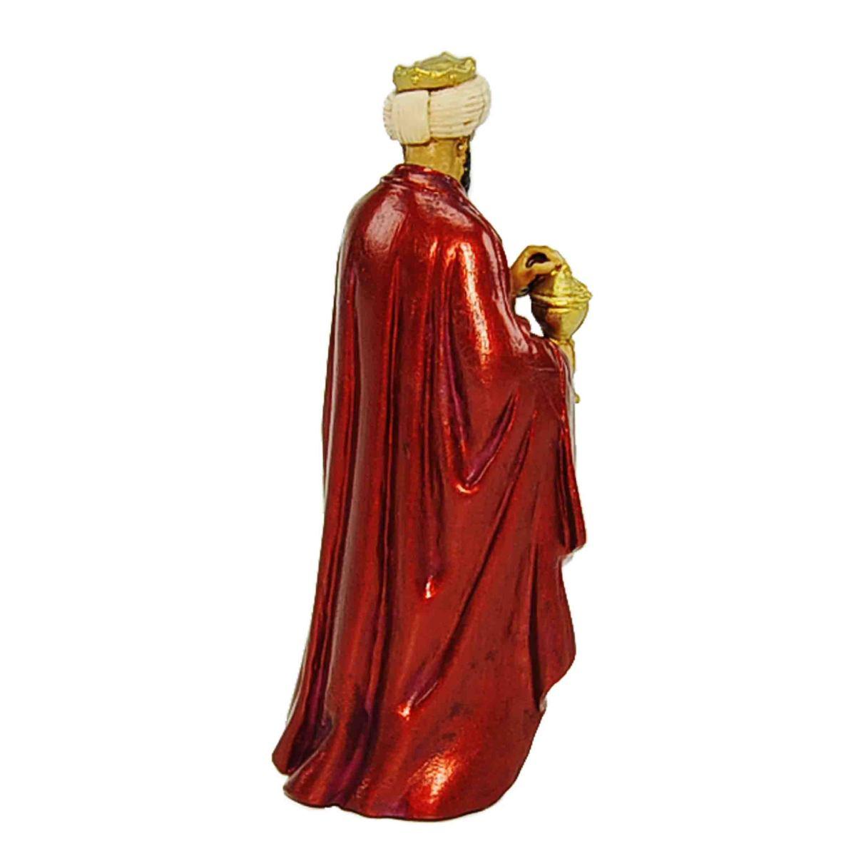 Statua cm.12 Re Magio Melchiorre con Mantello Rosso | Moranduzzo