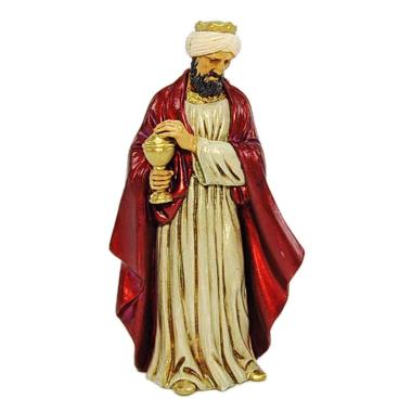 Statua cm.12 Re Magio Melchiorre con Mantello Rosso | Moranduzzo