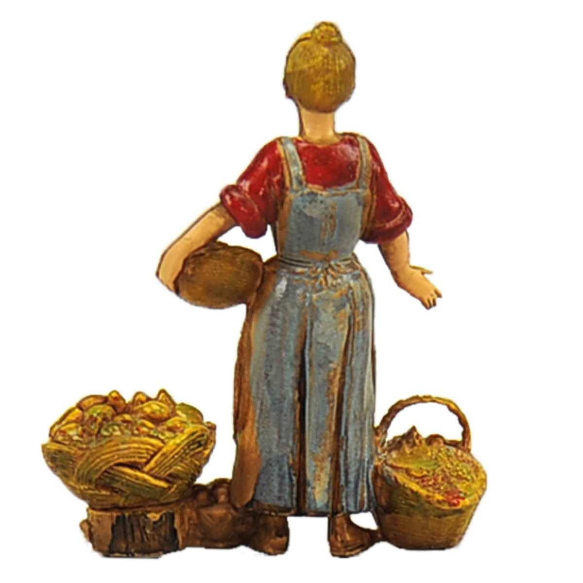 Statua cm.10 Fruttivendola con 4 Ceste Frutta | Moranduzzo