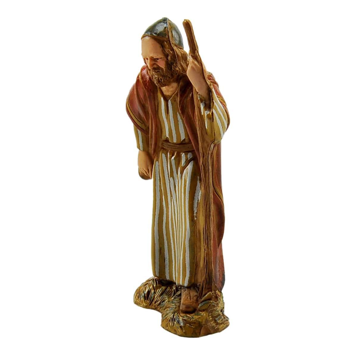 Statua presepe 10 cm vecchio con bastone e borsa