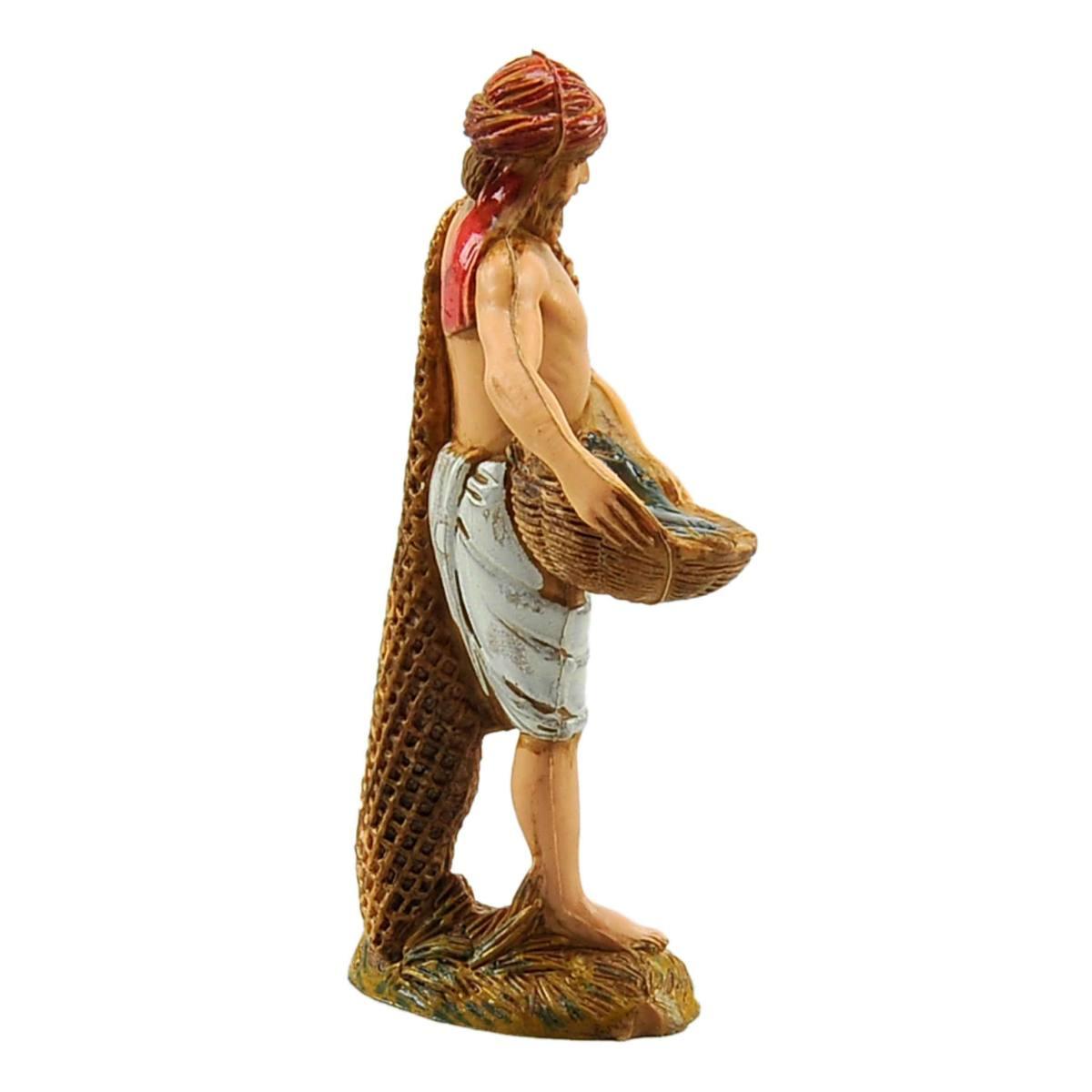 Statua cm.10 Pescivendolo con Cesta Pesce | Moranduzzo