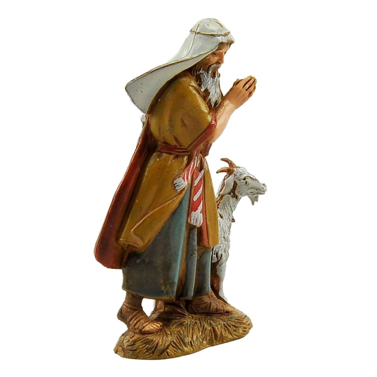 Statua cm.10 Vecchio che Prega con Capretta |Moranduzzo