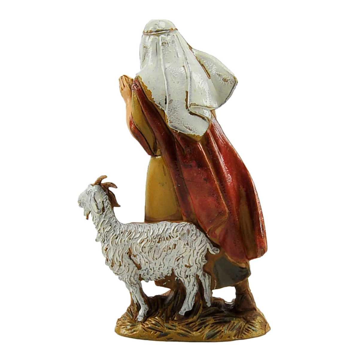 Statua cm.10 Vecchio che Prega con Capretta |Moranduzzo