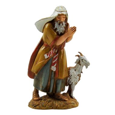 Statua cm.10 Vecchio che Prega con Capretta |Moranduzzo