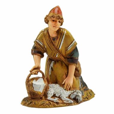 Statua cm.10 Pastore Inginocchiato con Secchio e Pecora | Moranduzzo