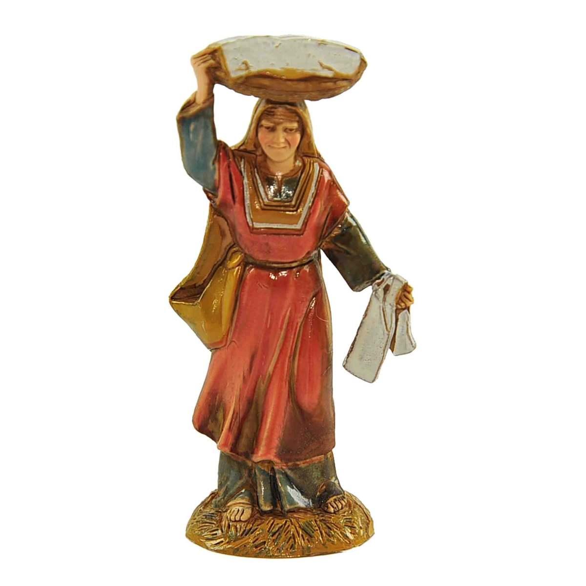 Statua cm.10 Donna con Cesta sulla Testa|Moranduzzo