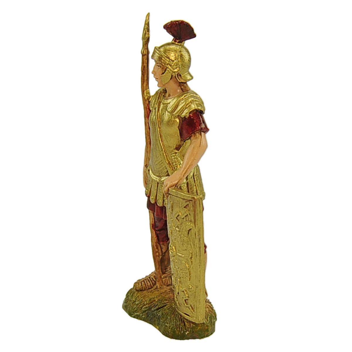 Statua presepe 10 cm soldato romano con scudo e picca