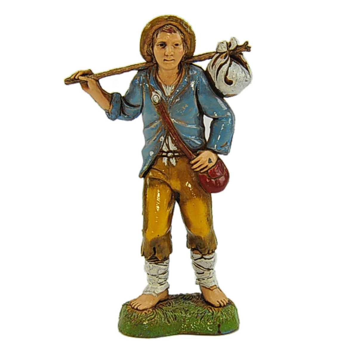 Statua cm.10 Giovane con Bastone e Fagotto | Moranduzzo