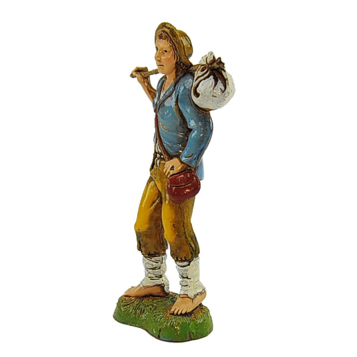 Statua cm.10 Giovane con Bastone e Fagotto | Moranduzzo