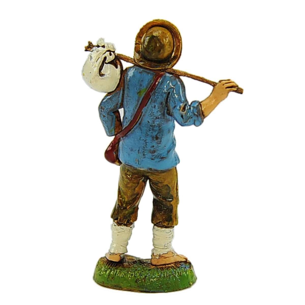 Statua cm.10 Giovane con Bastone e Fagotto | Moranduzzo