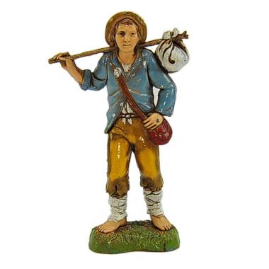 Statua cm.10 Giovane con Bastone e Fagotto | Moranduzzo