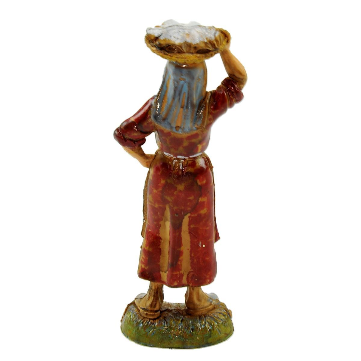 Statua cm.10 Donna con Cesta in Testa | Moranduzzo