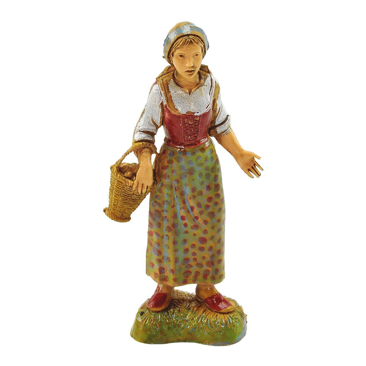 Statua cm.10 Donna con Cesta al Braccio | Moranduzzo