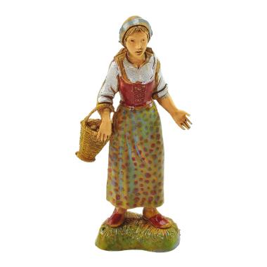 Statua cm.10 Donna con Cesta al Braccio | Moranduzzo