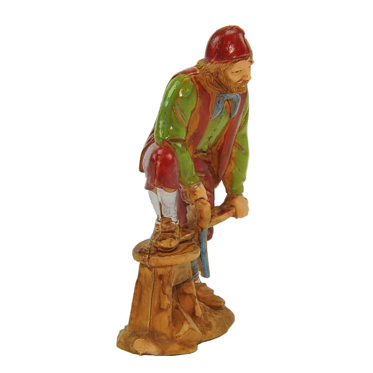 Statua cm.8 Falegname con Sega e Sgabello |Moranduzzo