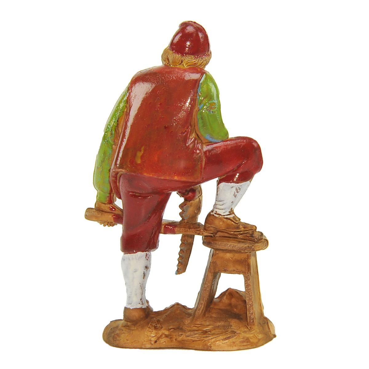 Statua cm.8 Falegname con Sega e Sgabello |Moranduzzo