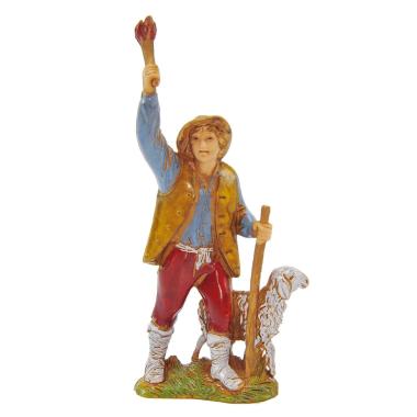 Statua cm.8 Pastore con Fiaccola e Pecora | Moranduzzo