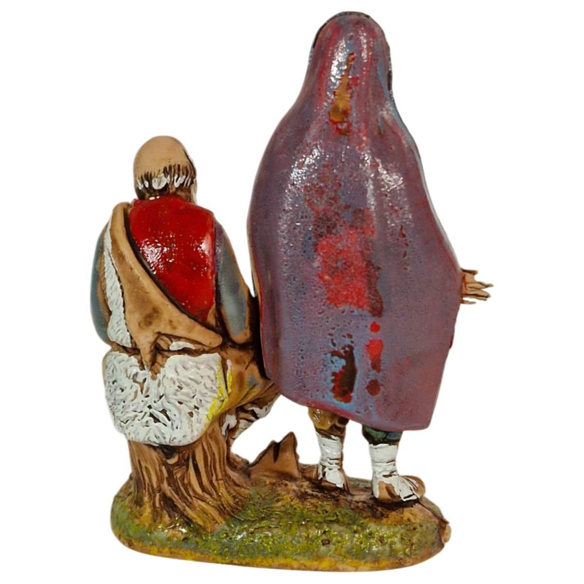 Statua presepe 6 cm due pastori con il fuoco