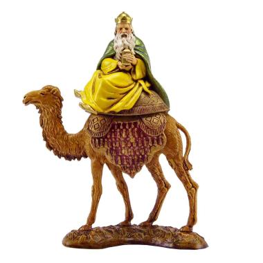 Statua cm.10 Re Magio Melchiorre con Veste Gialla e Cammello cm.10x3xH16 | Moranduzzo