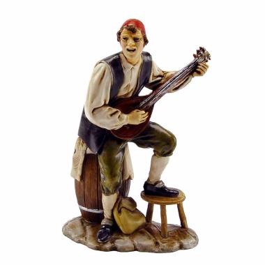 Statua cm.12 Cantastorie Seduto con Mandolino | Moranduzzo