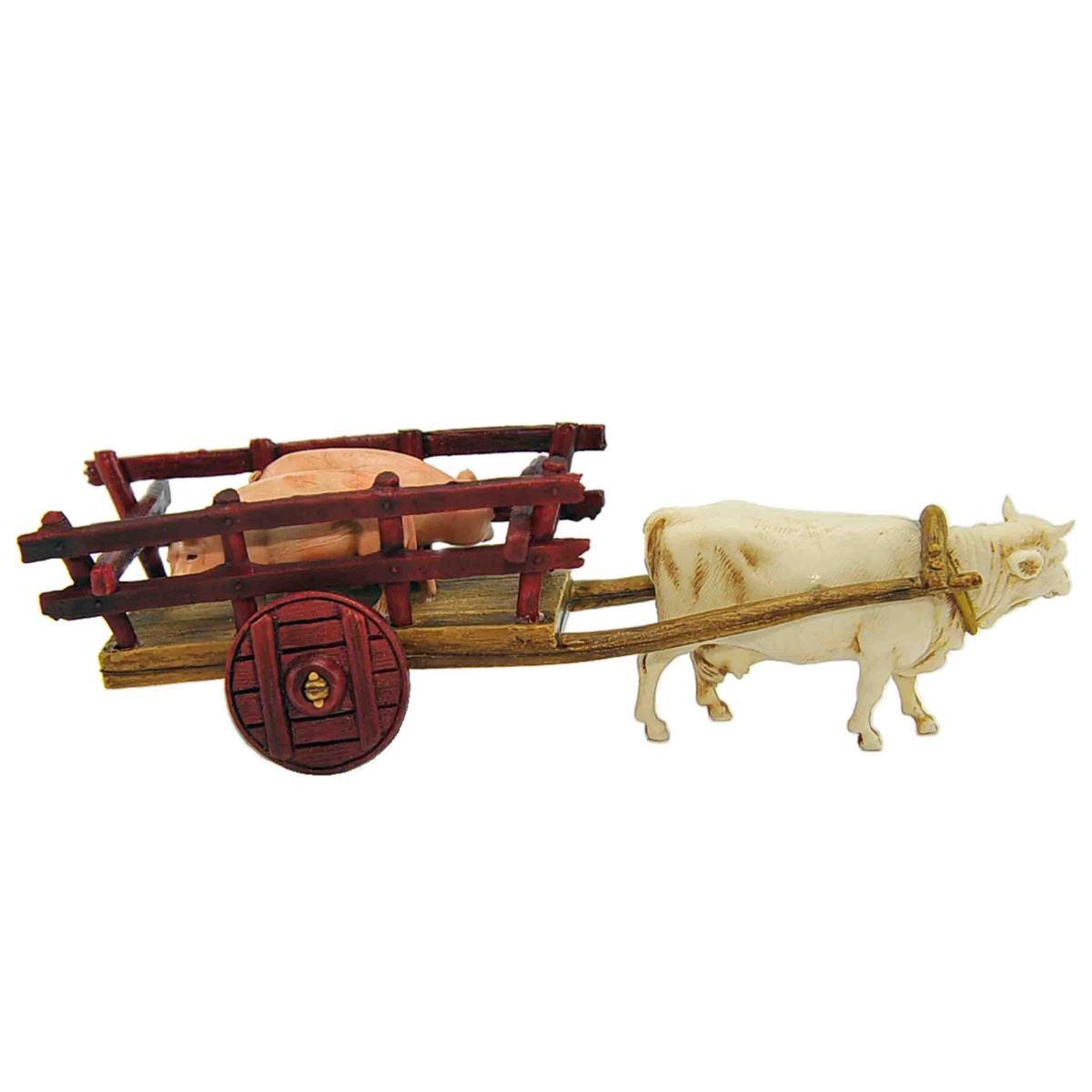 Statua cm.6 Carro con Bue e Due Maiali | Moranduzzo