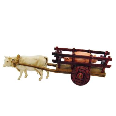 Statua cm.6 Carro con Bue e Due Maiali | Moranduzzo