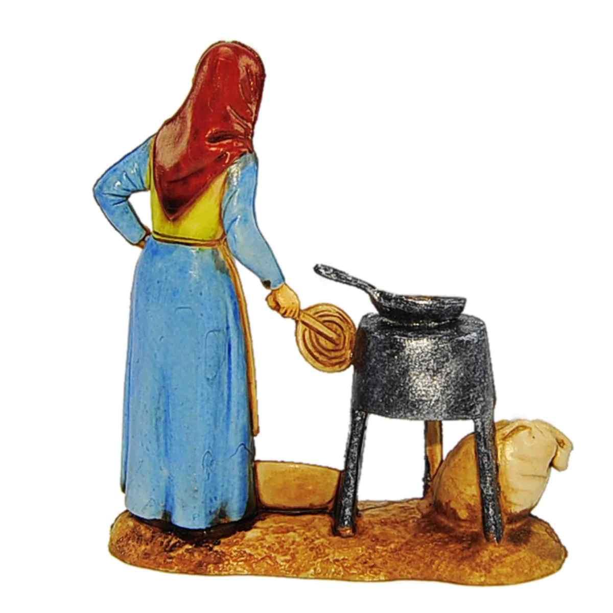 Statua cm.8 Donna con Castagne Braciere Sacco di Castagne | Moranduzzo