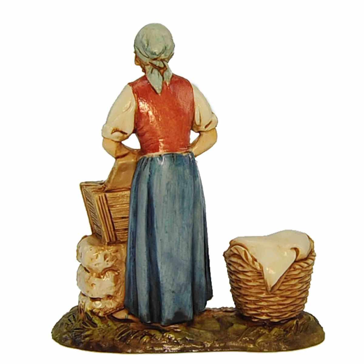 Statua cm.8 Lavandaia con Cesta Bucato | Moranduzzo