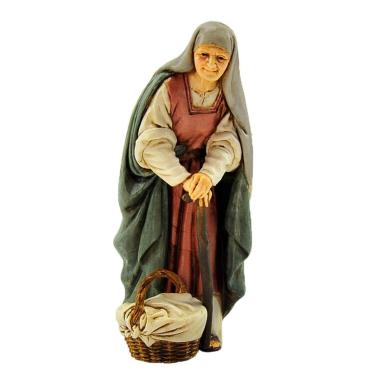 Statua cm.13 Vecchia con Cesta e Bastone | Moranduzzo