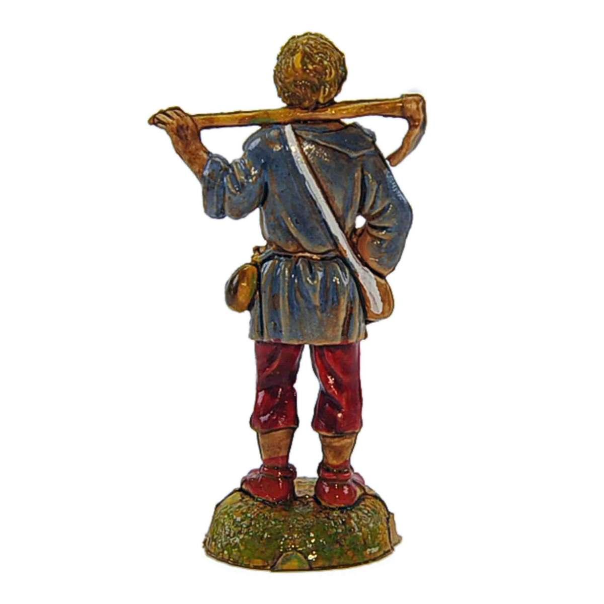 Statua presepe 6 cm pastore con zappa in spalla