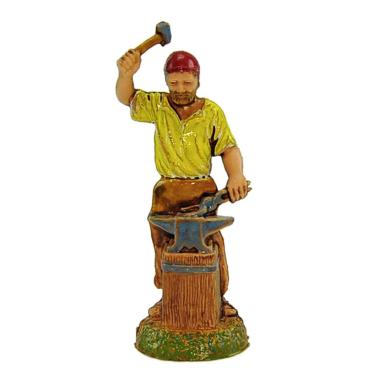 Statua presepe 6 cm fabbro con incudine e martello