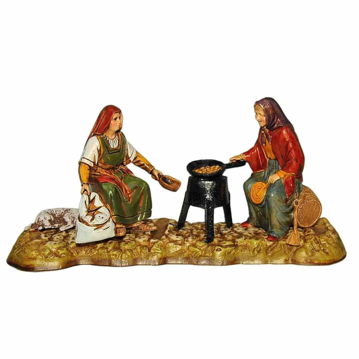 Statua cm.10 Vecchiette Sedute con Braciere | Moranduzzo