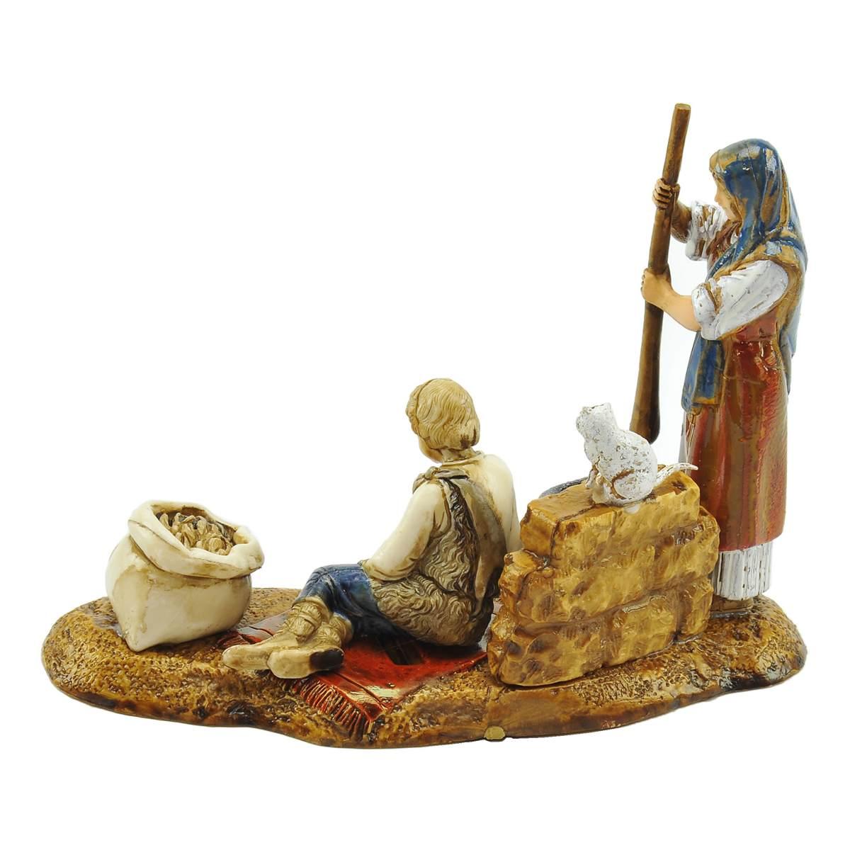 Statua cm.10 Donna con Bambino su Tappeto | Moranduzzo