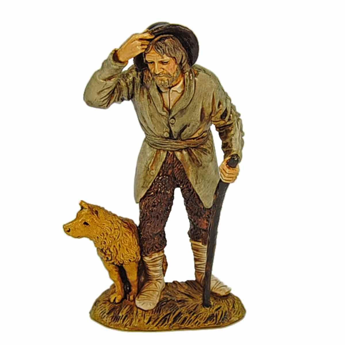 Statua cm.12 Adorante con Cappello e Cane | Moranduzzo