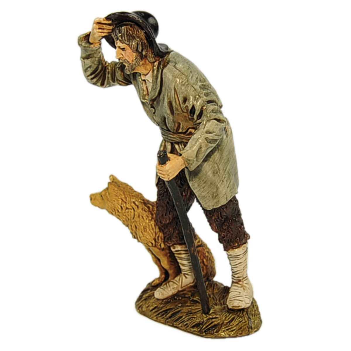 Statua cm.12 Adorante con Cappello e Cane | Moranduzzo