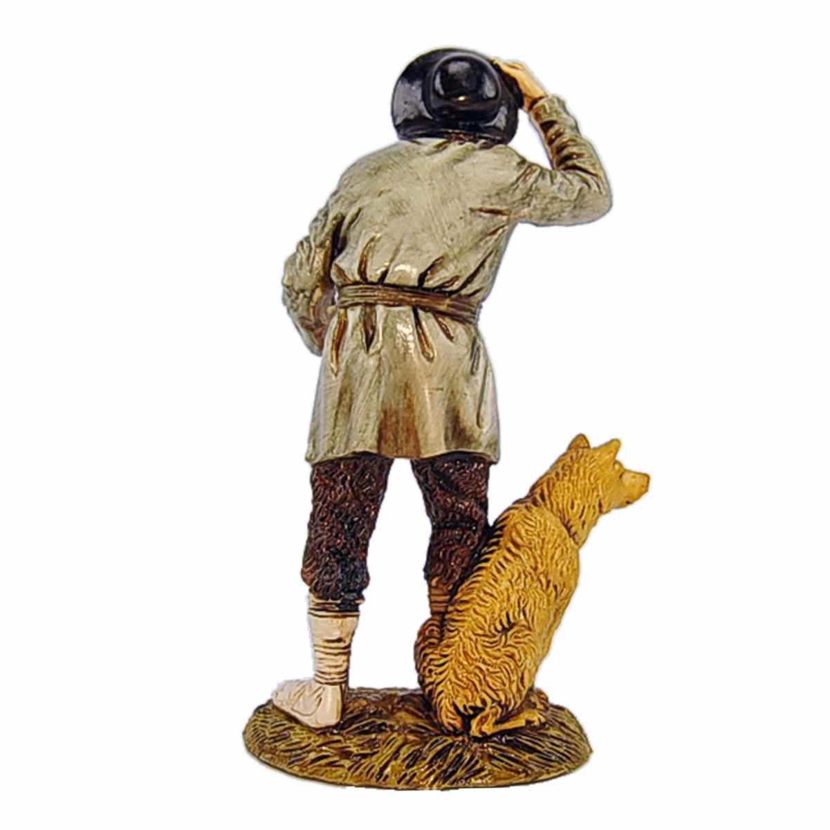 Statua cm.12 Adorante con Cappello e Cane | Moranduzzo