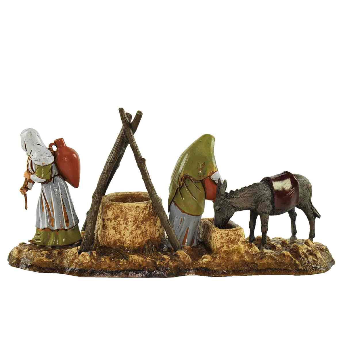 Statua cm.10 Donne al Pozzo con Cavallo e Anfore |Moranduzzo