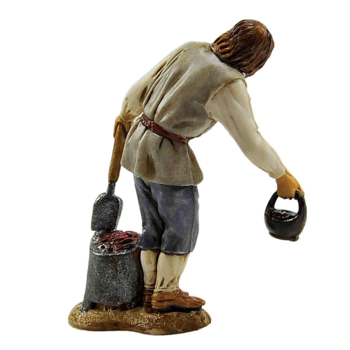 Statua cm.10 Uomo con Bracere e Pentola | Moranduzzo