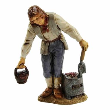 Statua cm.10 Uomo con Bracere e Pentola | Moranduzzo